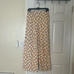 Yellow and white wide leg pants